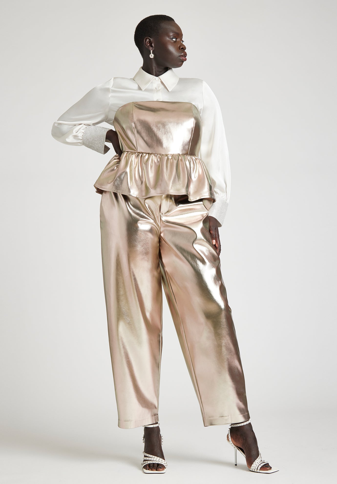 Metallic Faux Leather Trouser image number 1