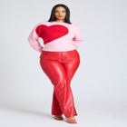 Slit Hem Faux Leather Pant image number null