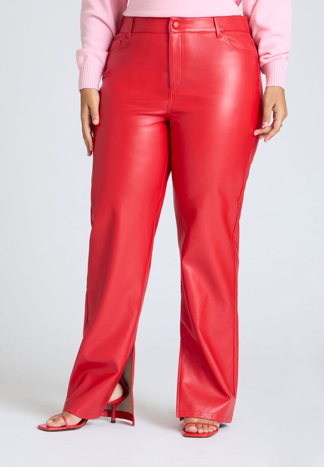 Slit Hem Faux Leather Pant image number 2