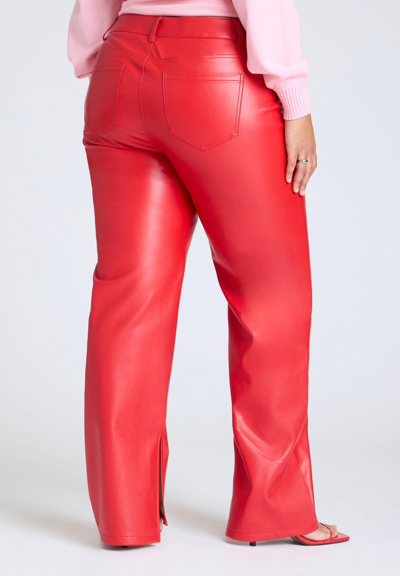 Slit Hem Faux Leather Pant image number 3