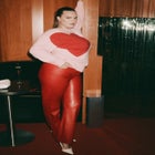 Slit Hem Faux Leather Pant image number null