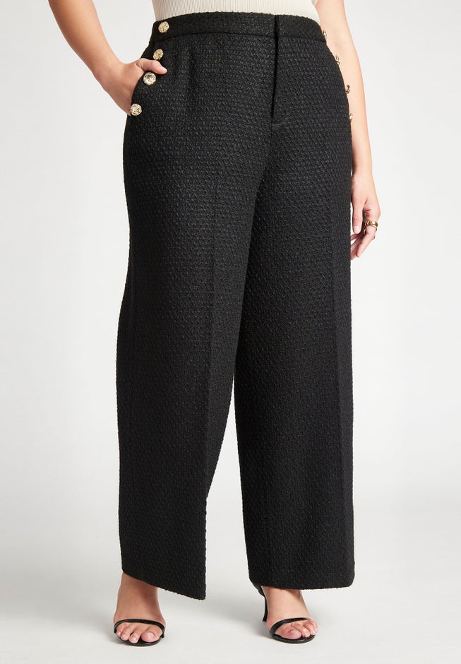 Button Detail Tweed Trouser image number 2