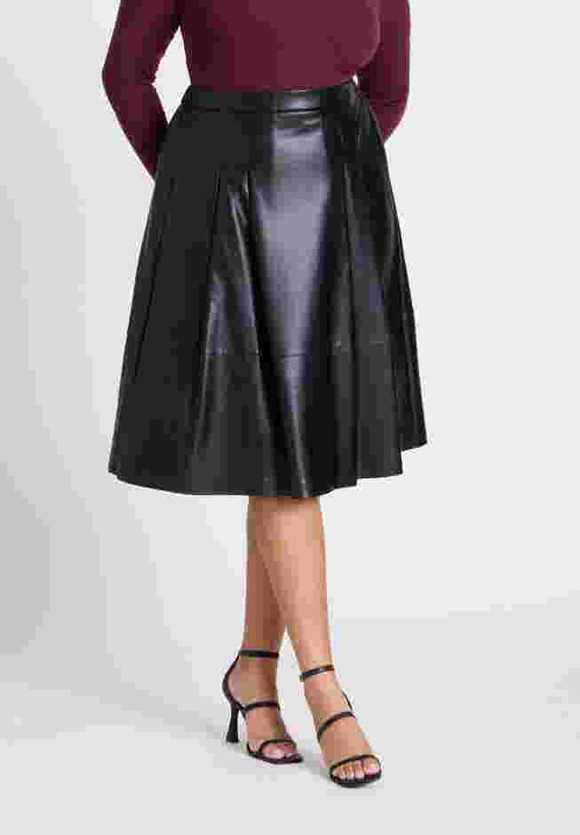 Faux Leather Full Midi Skirt image number 1