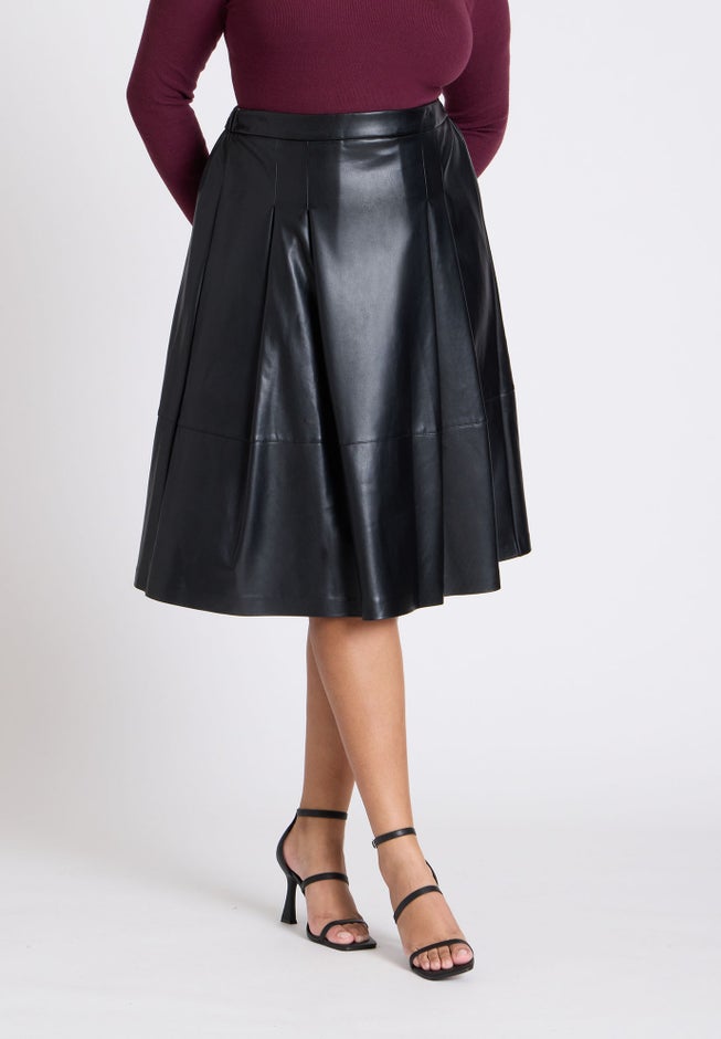 Faux Leather Full Midi Skirt image number 1