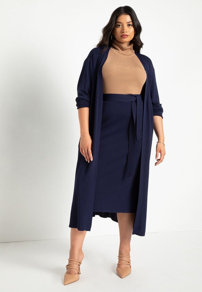 Tie Waist Midi Skirt image number null