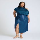 Wrap Front Faux Leather Midi Skirt image number null