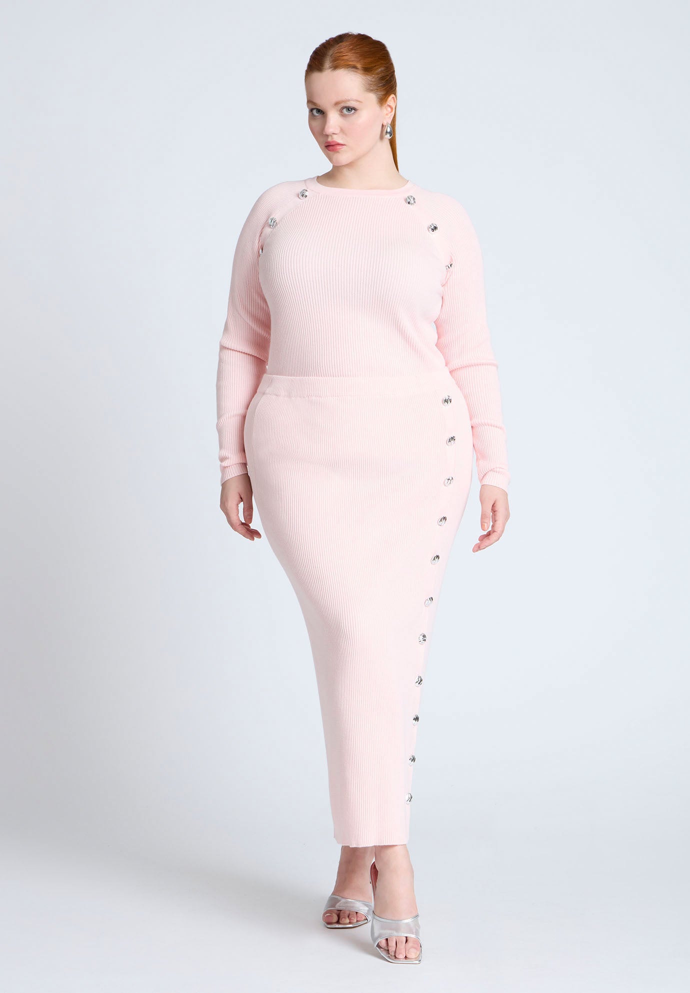 Maxi Sweater Skirt With Button Down Placket image number 0