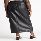 Faux Leather Column Skirt With Slit image number null