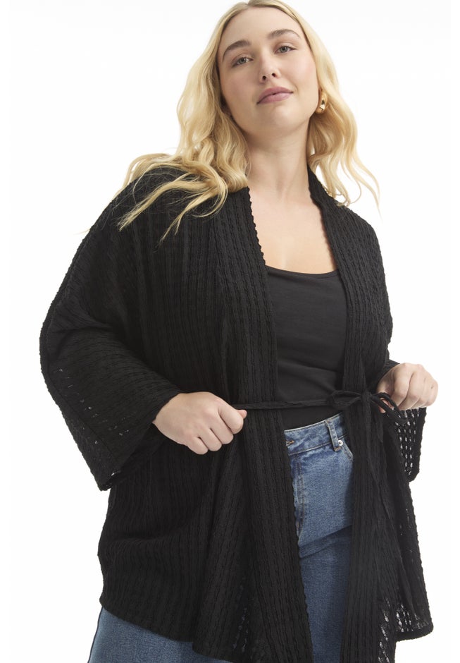 Tie Waist Knitted Kimono image number 2