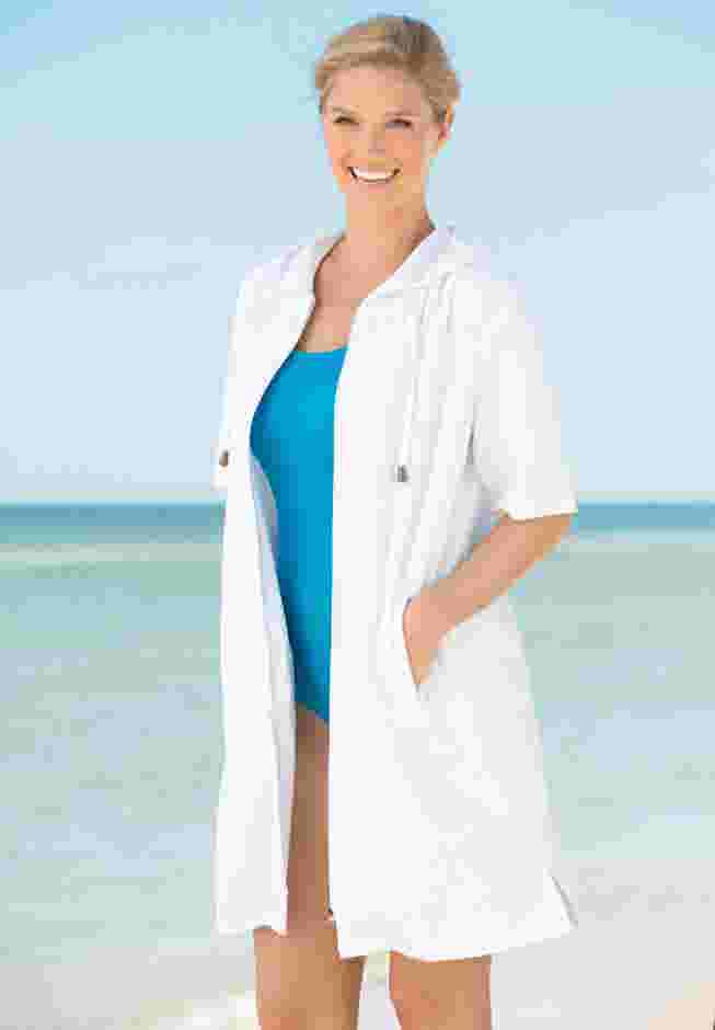 Hooded Terry Swim Cover Up image number 0