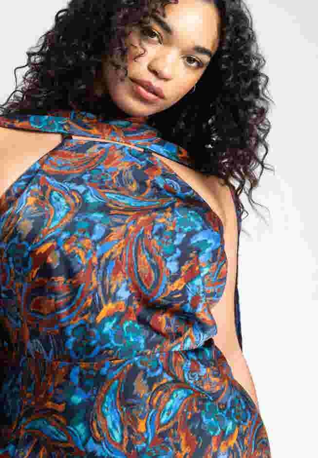 Barkwood x ELOQUII Scarf Maxi Dress With Embellishments image number 1