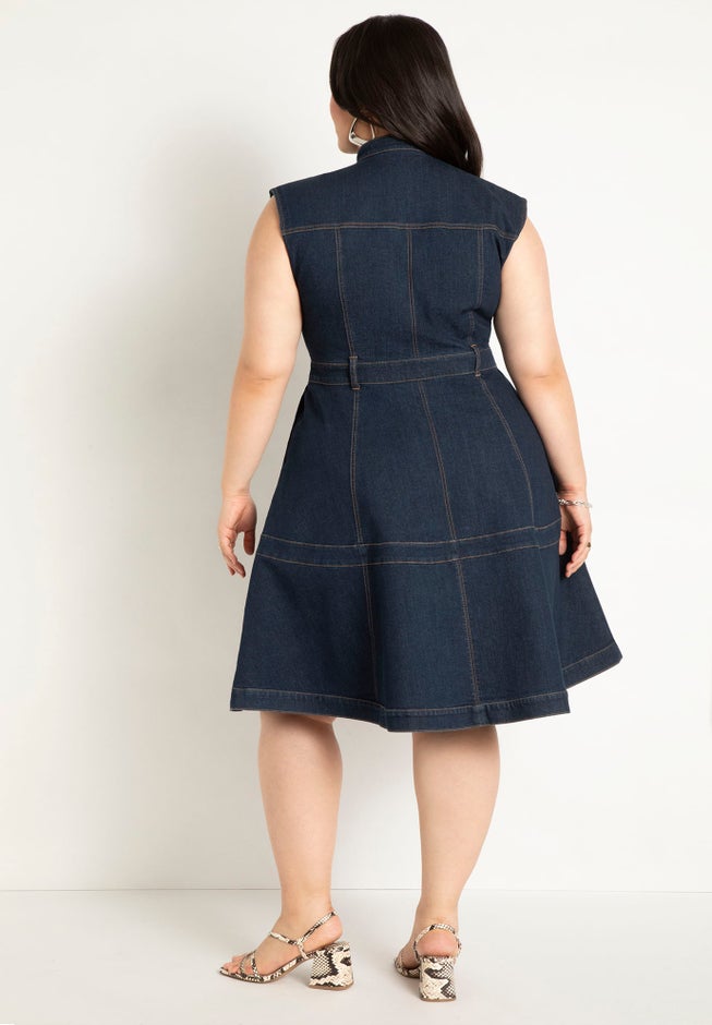 Fit & Flare Denim Dress image number null
