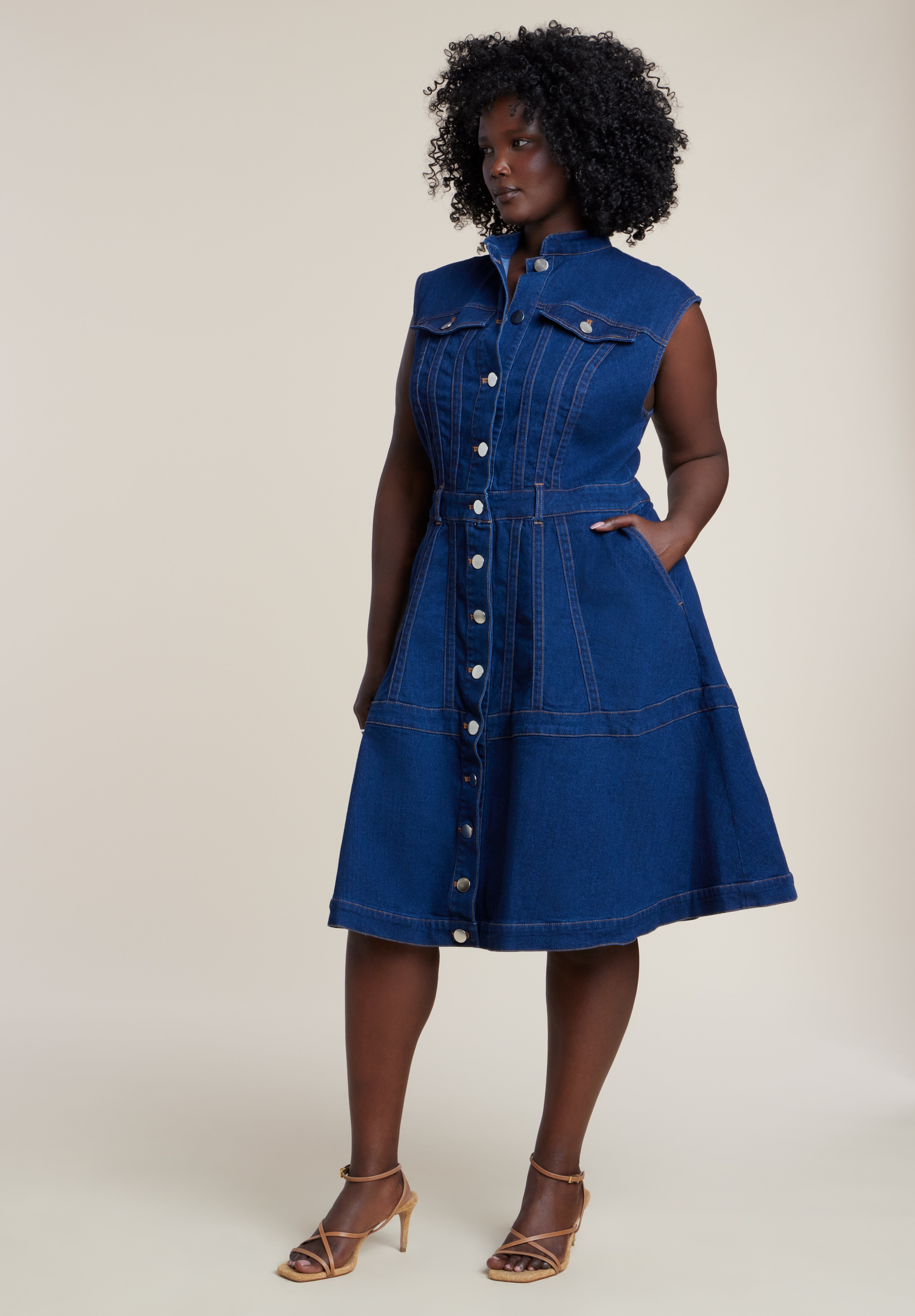 Fit & Flare Denim Dress image number 0