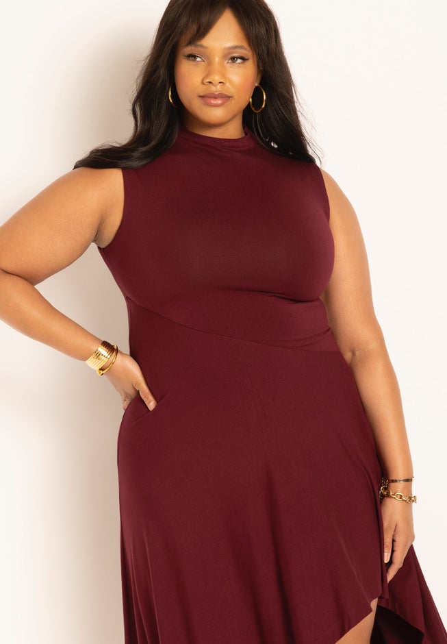 Asymmetrical Hem Jersey Dress image number 1