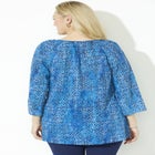 Sequin Trim Gauze Peasant Blouse image number null