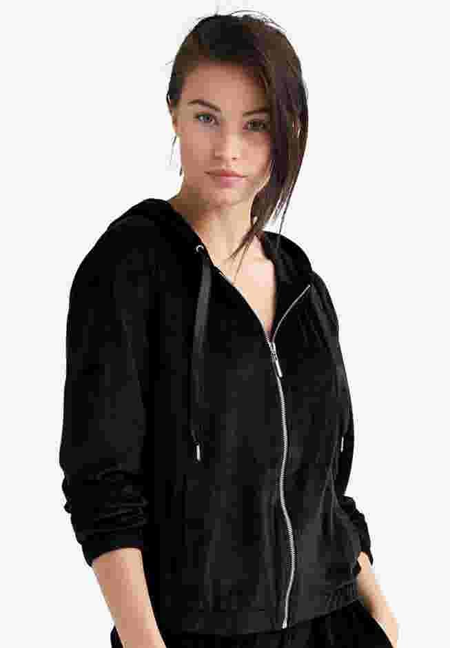 Velour Hooded Sweatshirt image number 0