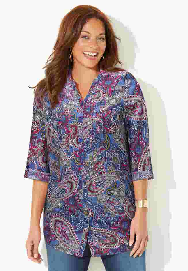 Pintuck Buttonfront Blouse image number 0