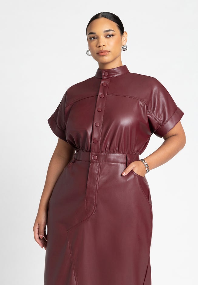 Faux Leather Midi Dress | OneStopPlus Faux Leather Midi Dress | OneStopPlus