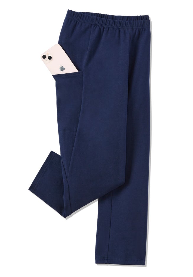 Stretch-Cotton Knit Pull-On Pocket Capri Leggings image number 5