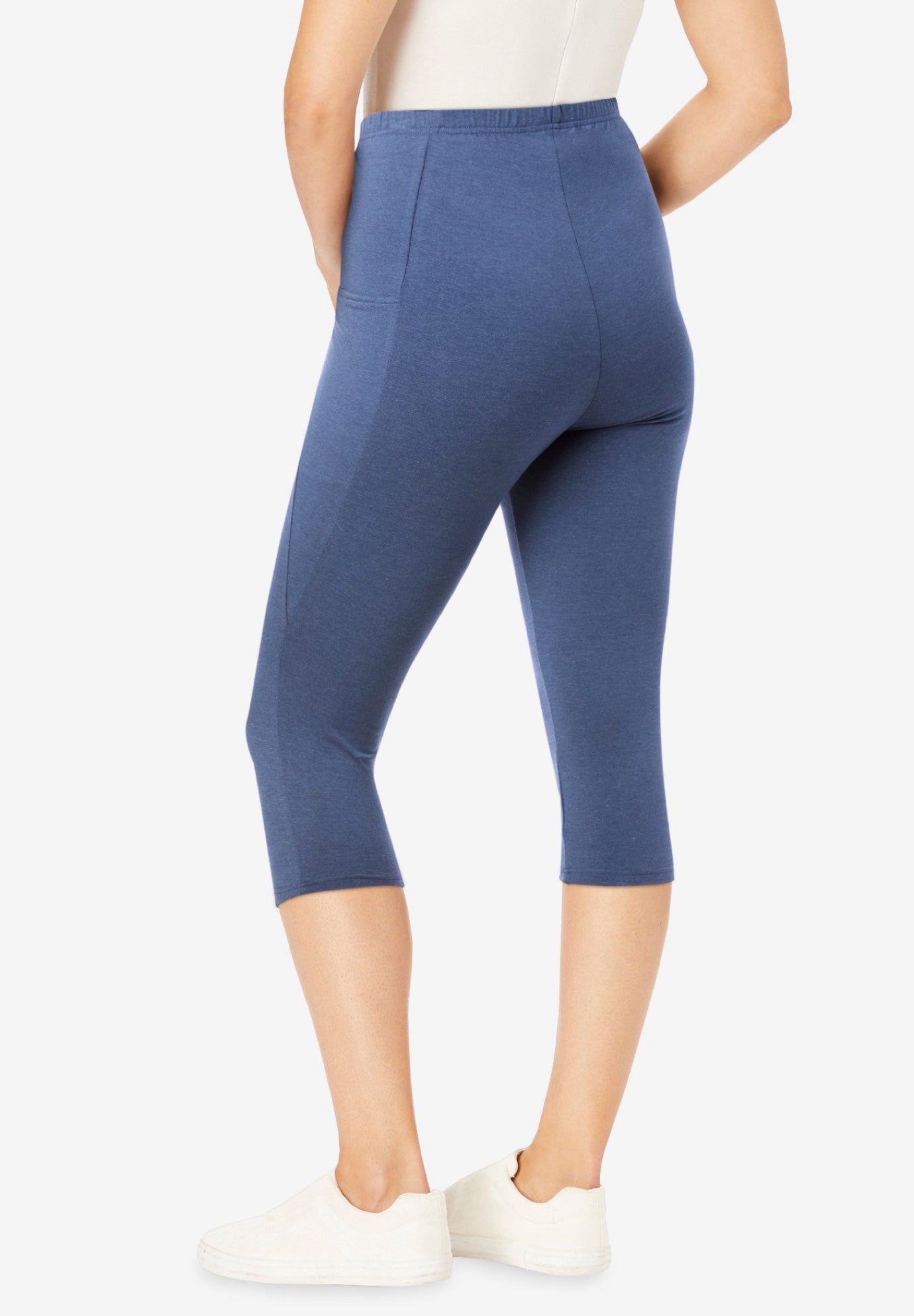 Stretch-Cotton Knit Pull-On Pocket Capri Leggings image number 1