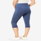 Stretch-Cotton Knit Pull-On Pocket Capri Leggings image number null