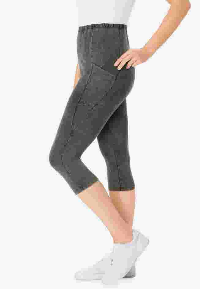 Stretch Cotton Pocket Capri Legging image number 2