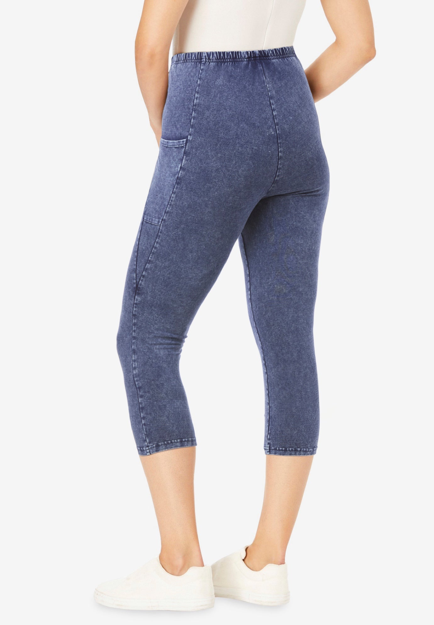 Stretch-Cotton Knit Pull-On Pocket Capri Leggings image number 1