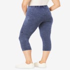 Stretch-Cotton Knit Pull-On Pocket Capri Leggings image number null