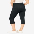 Stretch-Cotton Knit Pull-On Pocket Capri Leggings image number null
