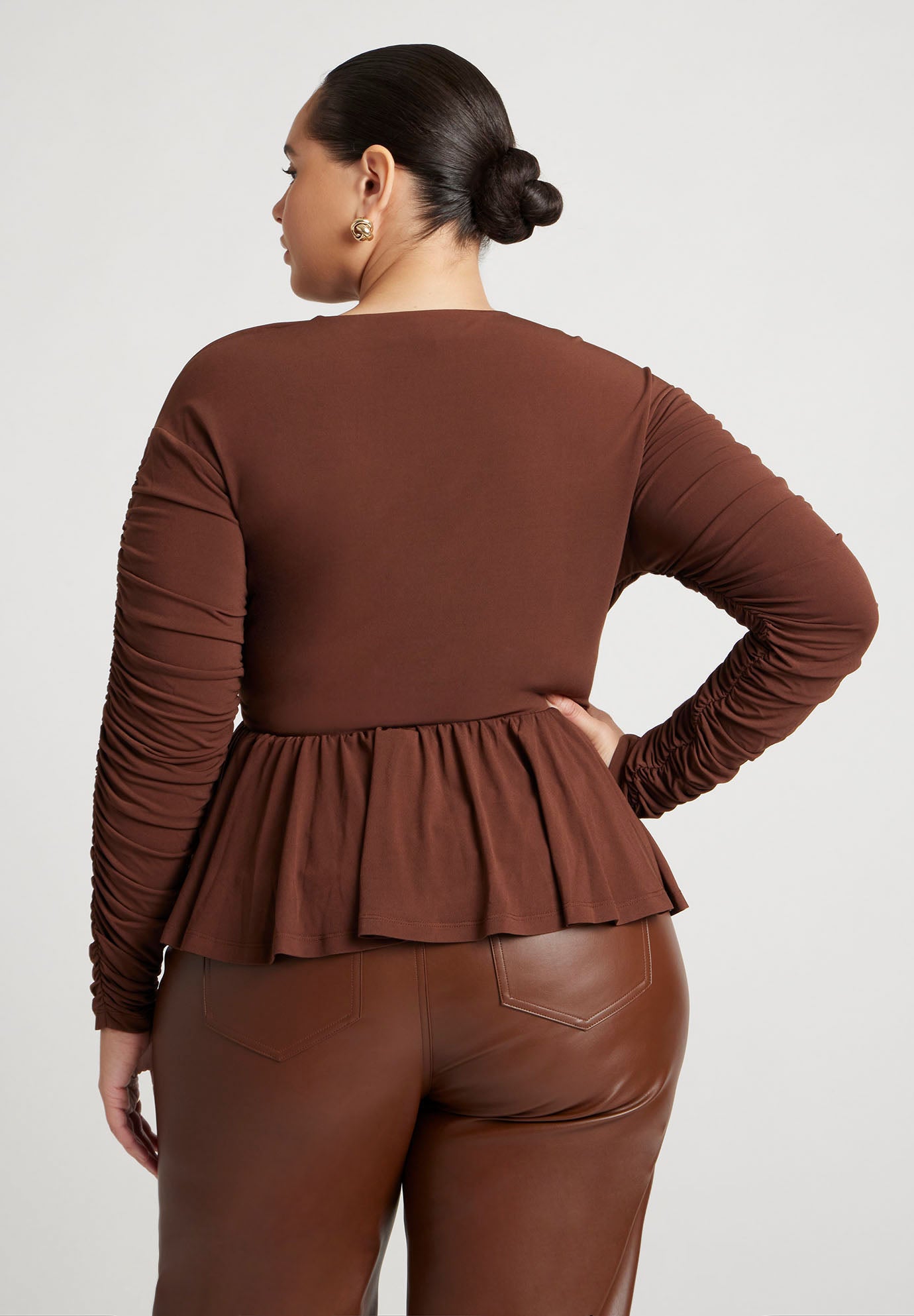 Shirred Peplum Top image number 1