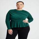 Shirred Peplum Top image number null