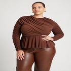 Shirred Peplum Top image number null