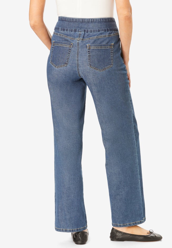 Flex-Fit Pull-On Wide-Leg Denim Jean image number 1