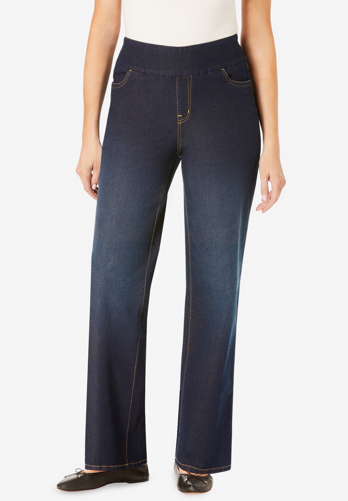 Flex-Fit Pull-On Wide-Leg Denim Jean image number 0