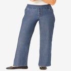 Flex-Fit Pull-On Wide-Leg Denim Jean image number null