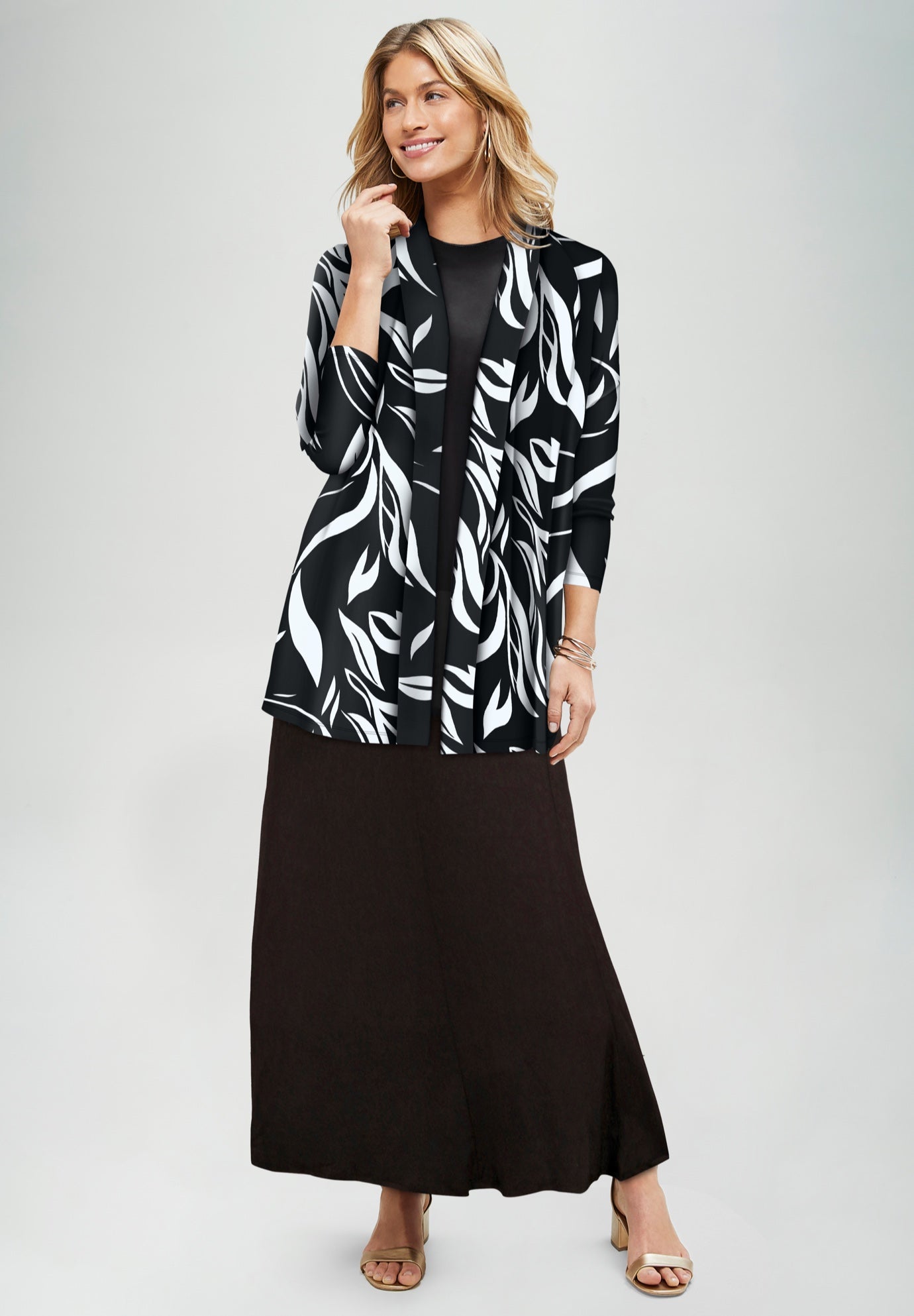 Stretch Knit Open Front Knit Topper image number 2