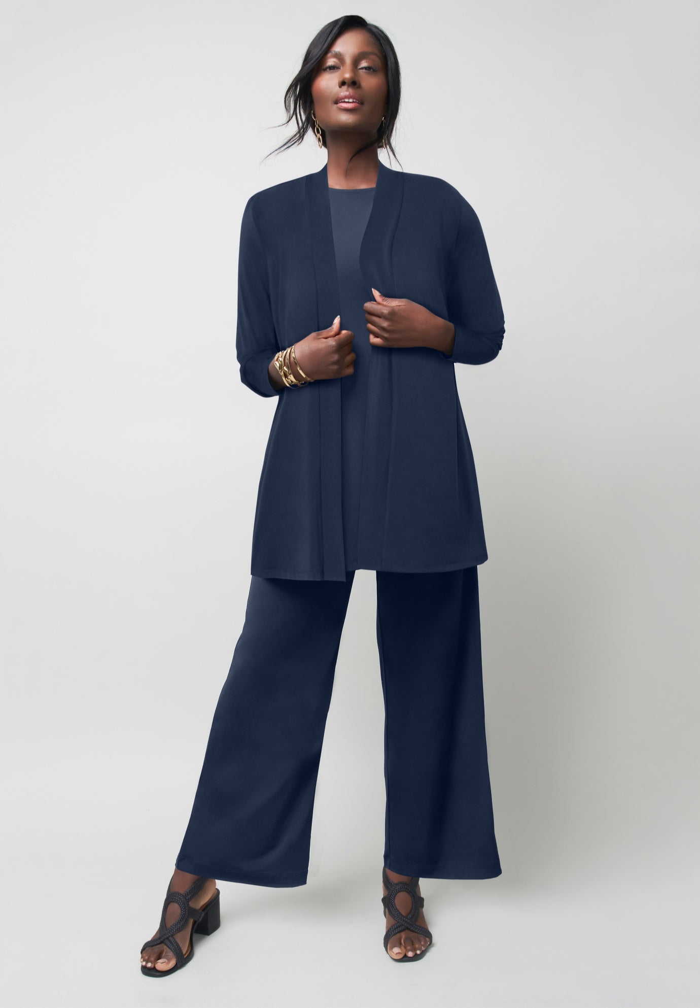 Stretch Knit Open Front Knit Topper image number 3