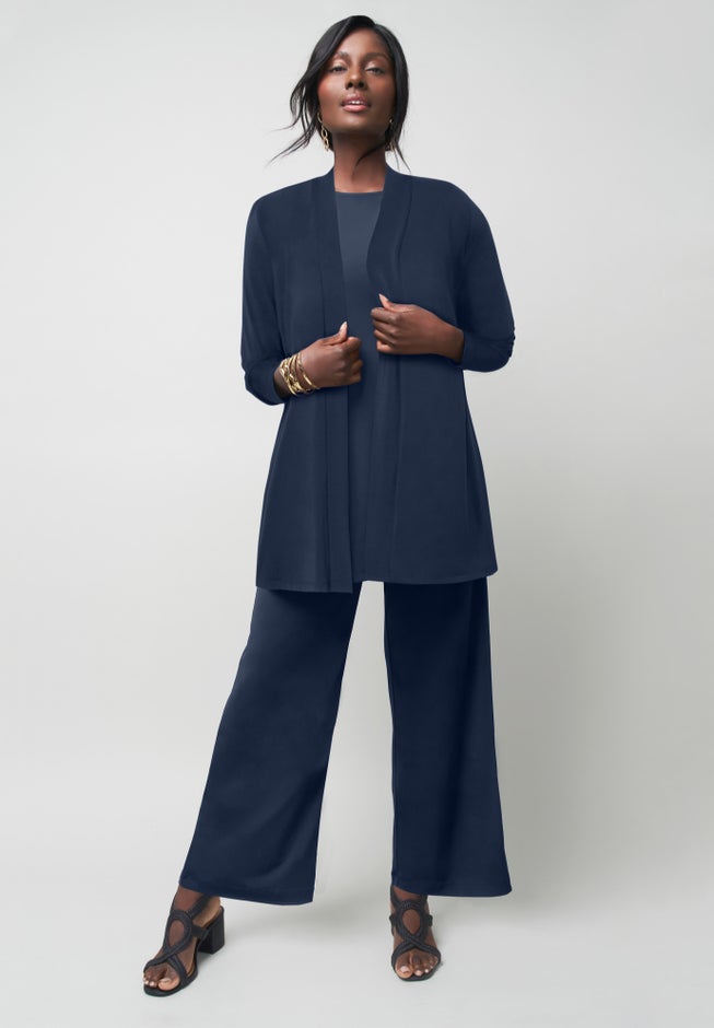 Stretch Knit Open Front Knit Topper image number 3