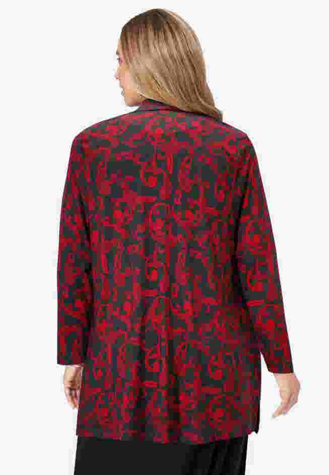 Stretch Knit Open Front Knit Topper image number 1