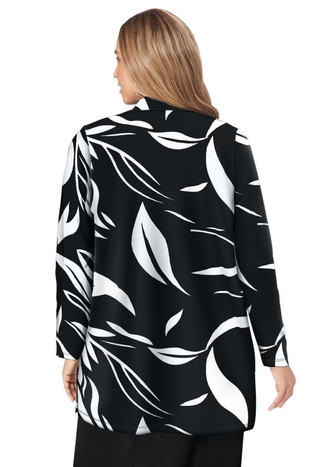 Stretch Knit Open Front Knit Topper image number 1