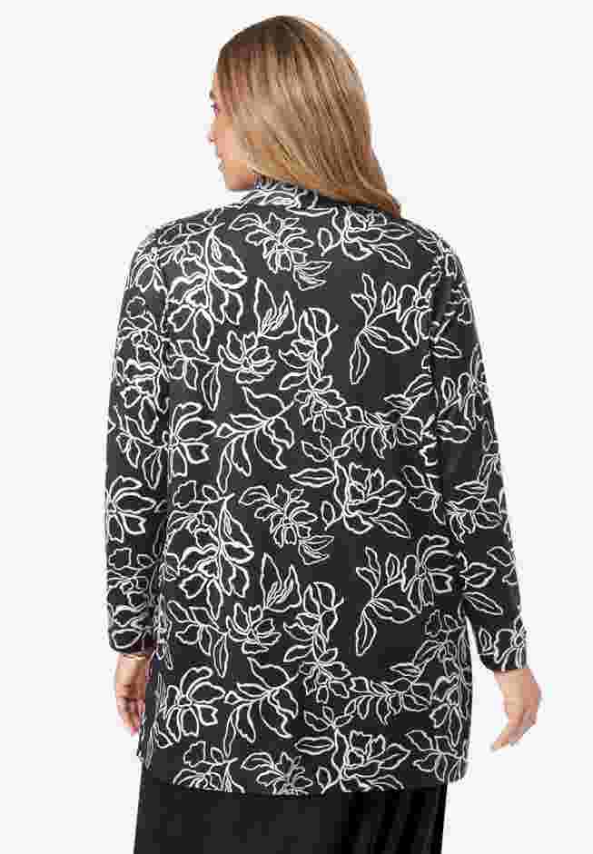 Stretch Knit Open Front Knit Topper image number 1