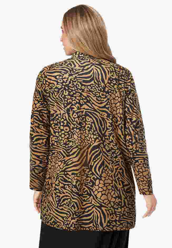 Stretch Knit Open Front Knit Topper image number 1