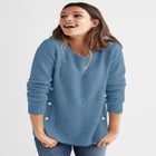Stretch Scoop Neck Curved Hem With Buttons Pullover Sweater image number 0