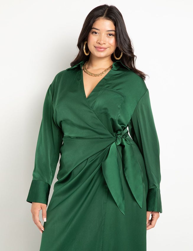 Satin Maxi Wrap Dress image number 1