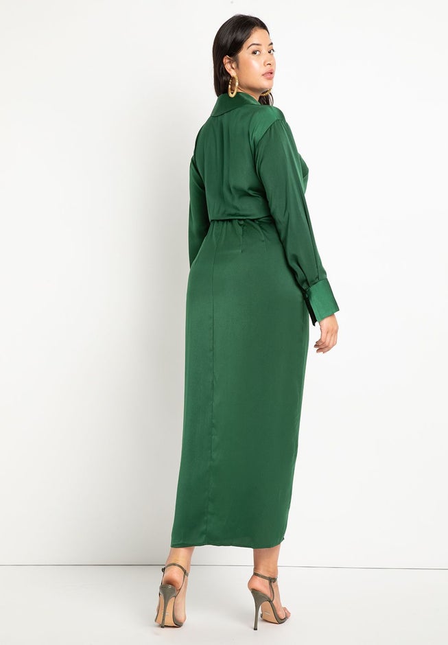 Satin Maxi Wrap Dress image number 2