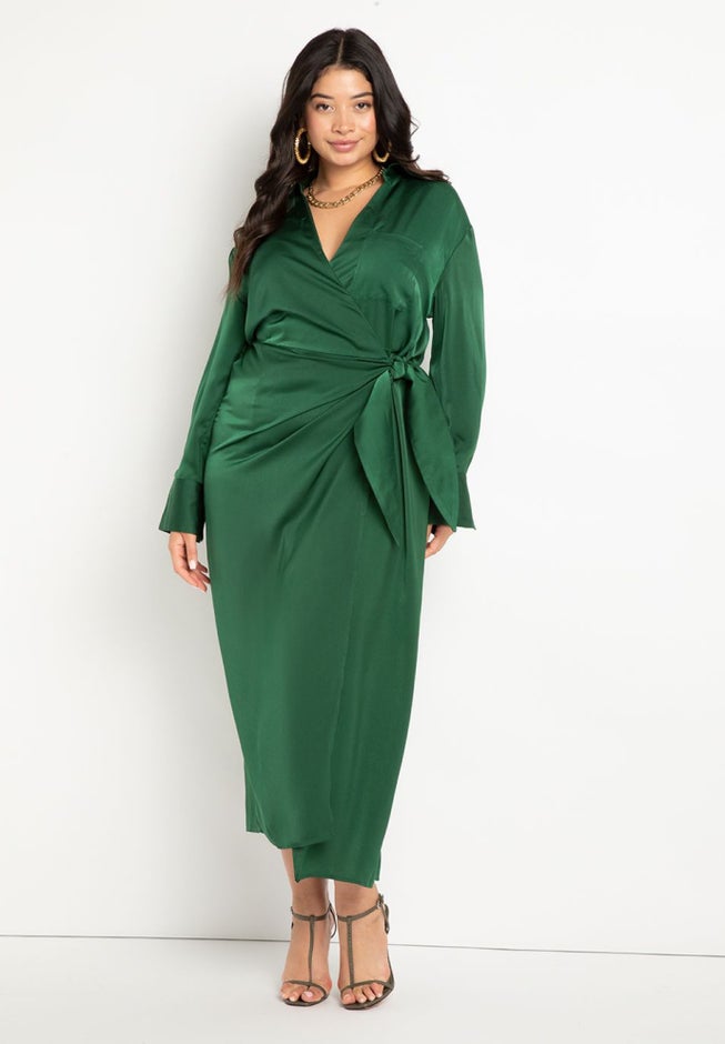 Satin Maxi Wrap Dress image number 0