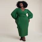 Cross-Front Belted Knit Midi Dress image number 0