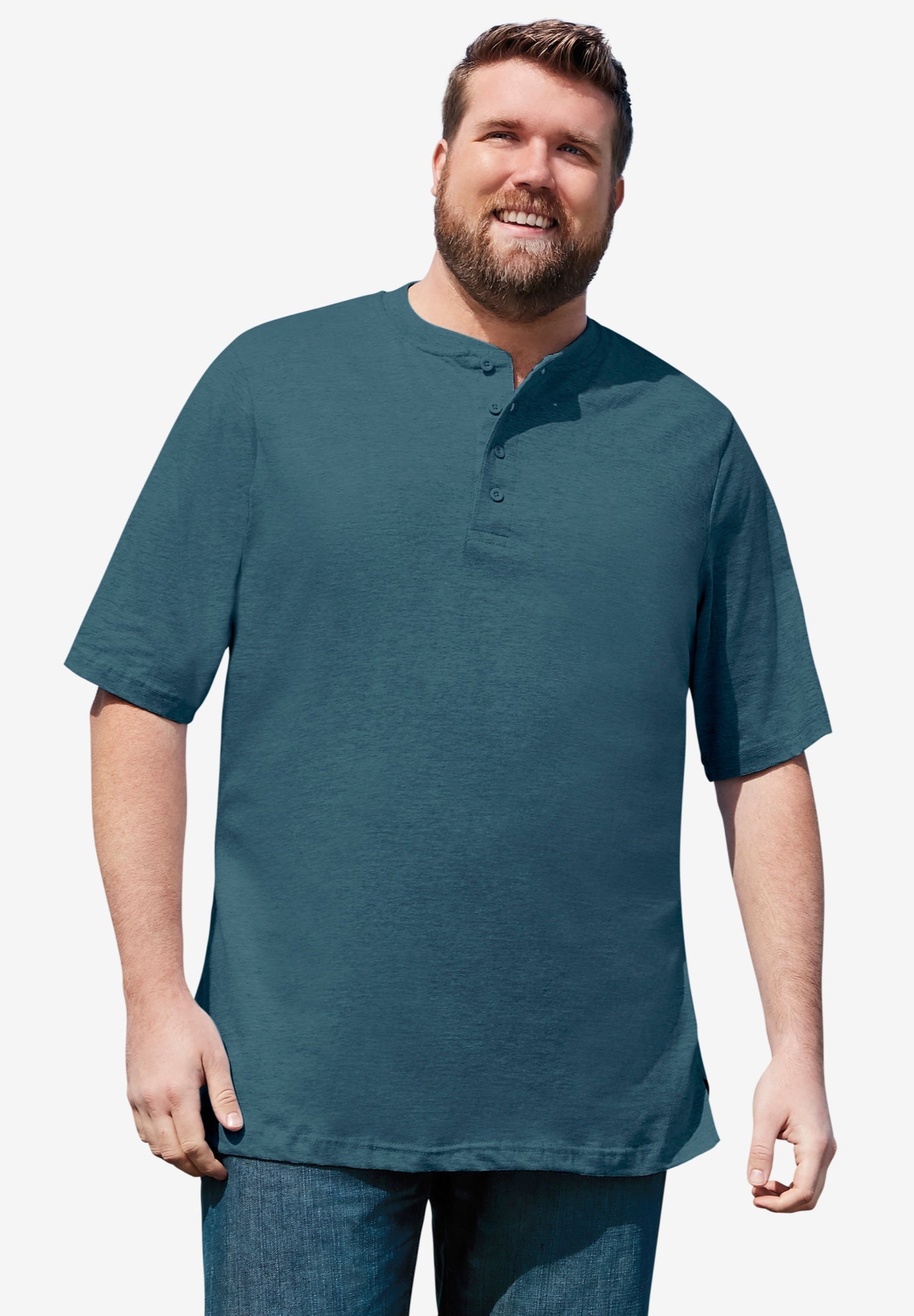 Shrink-Less Lightweight Henley T-Shirt image number 3