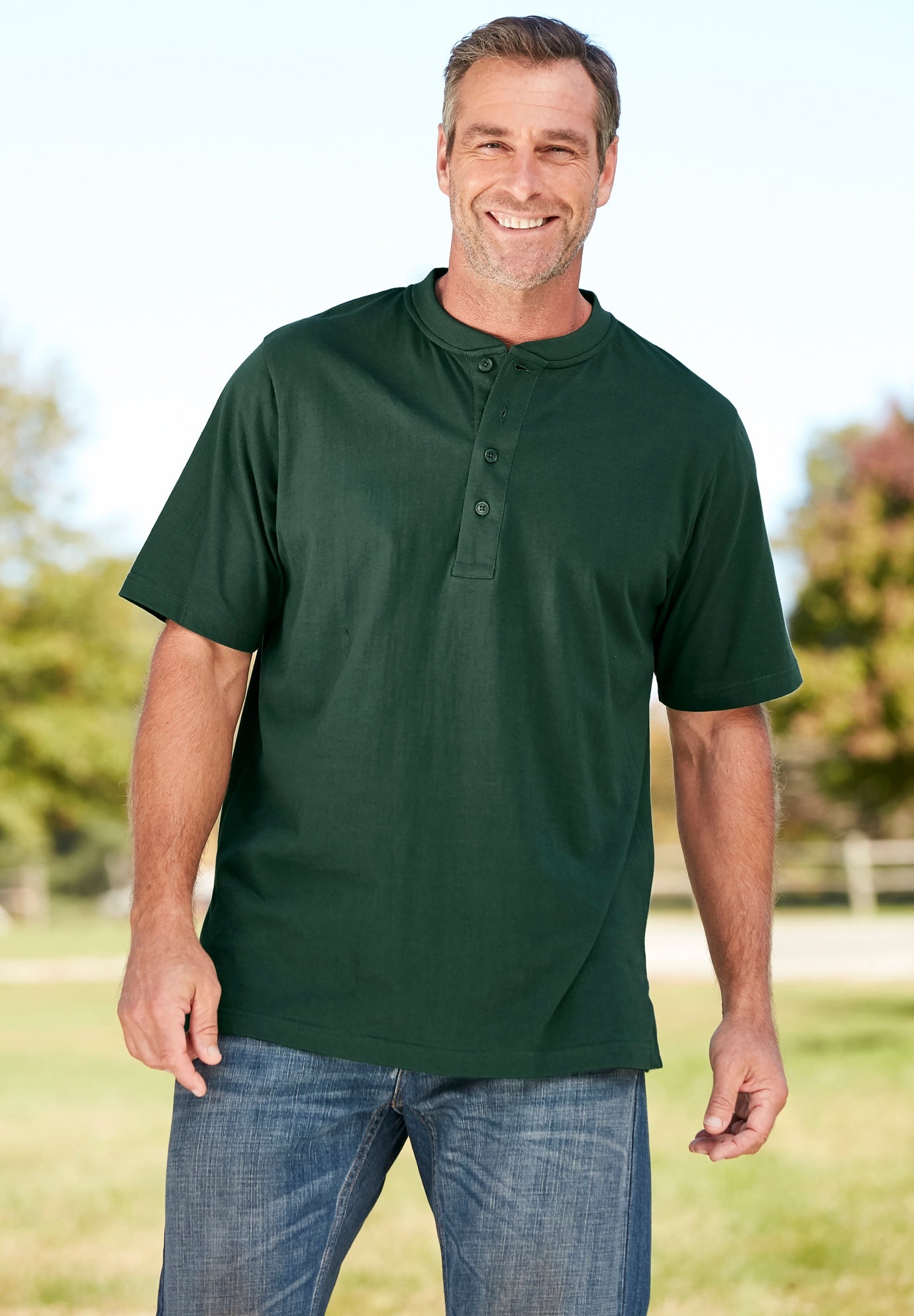 Shrink-Less Lightweight Henley T-Shirt image number 5