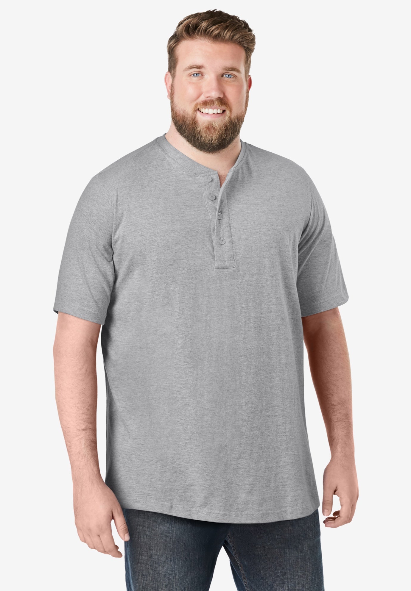 Shrink-Less Lightweight Henley T-Shirt image number 0